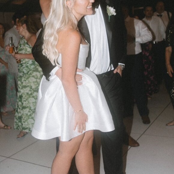 Alex Perry Strapless Draped Sateen Mini Dress, White US 8 (UK 12) - Picture 5 of 5